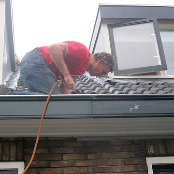 Detail van afgerond dakwerk